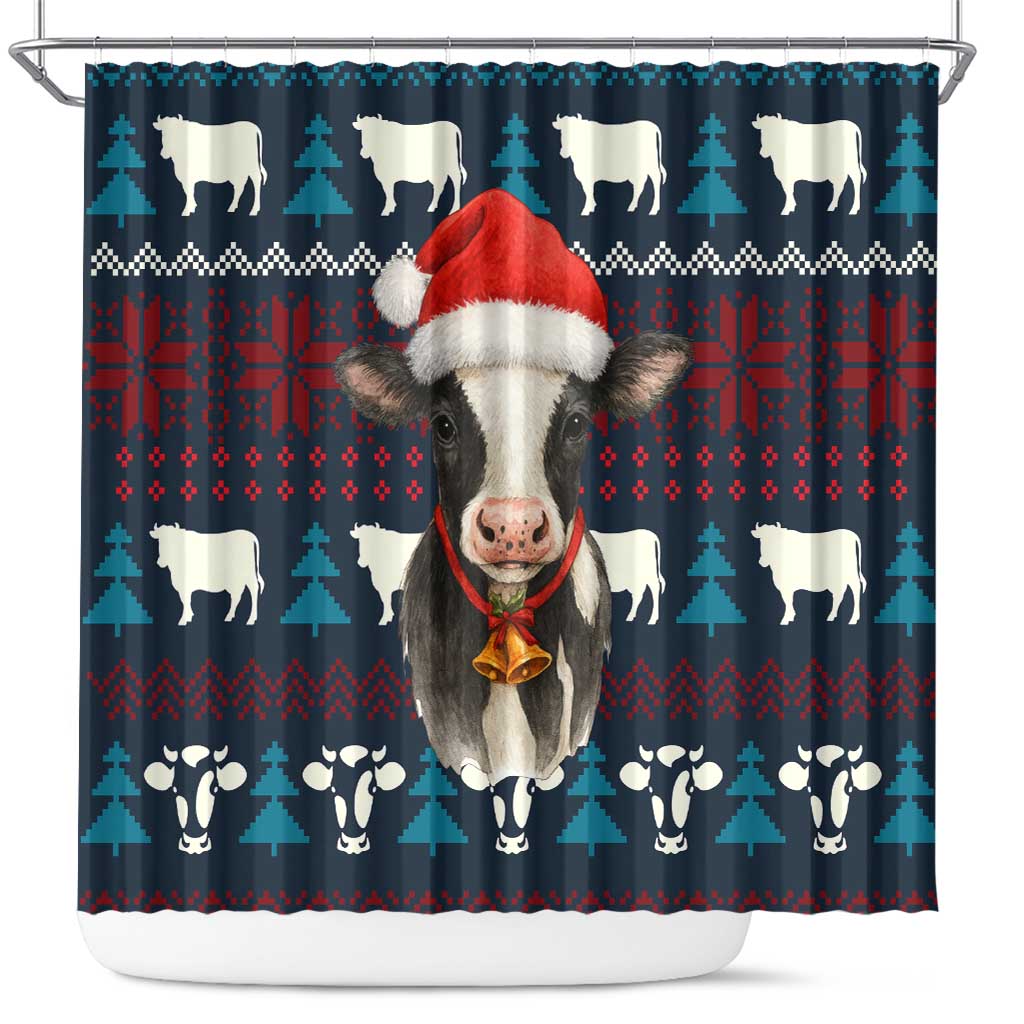 Lovely Cow Christmas Shower Curtain Xmas Holiday Patterns - Wonder Print Shop