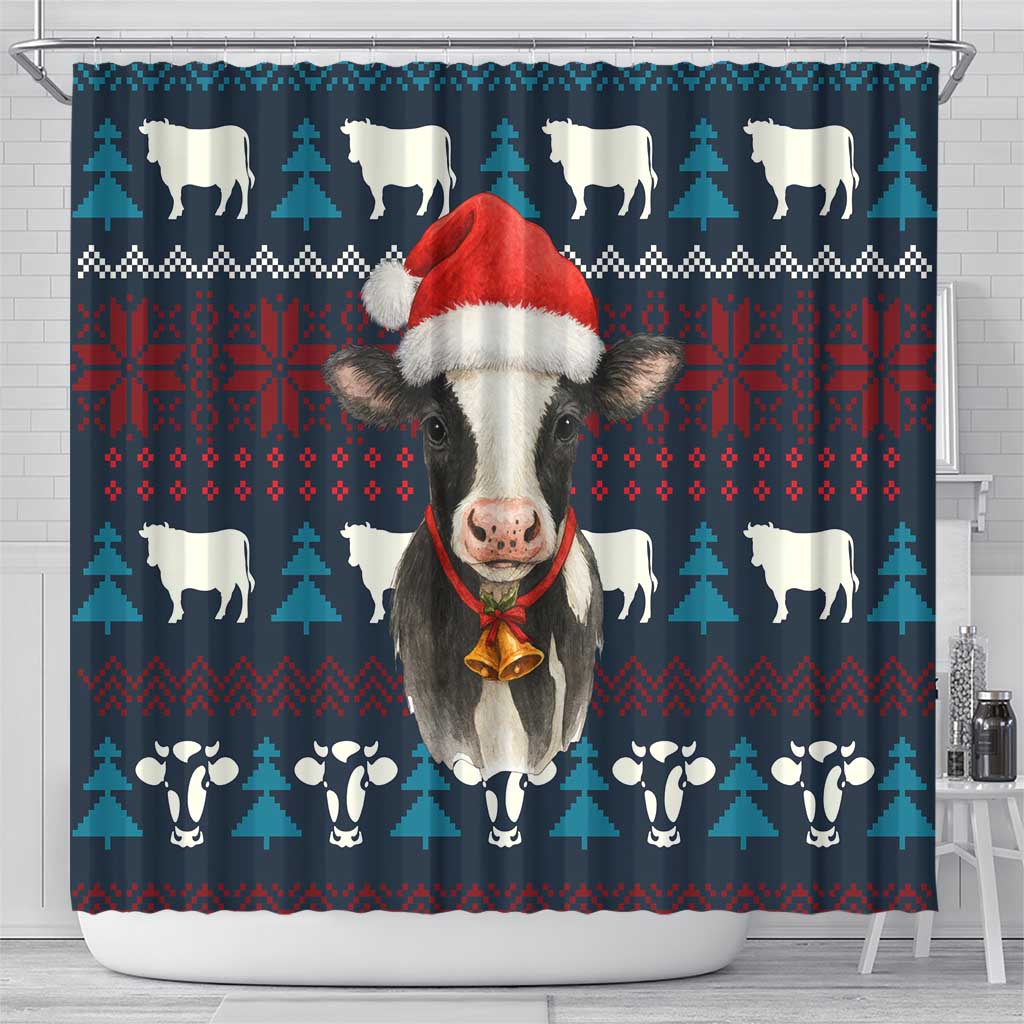 Lovely Cow Christmas Shower Curtain Xmas Holiday Patterns - Wonder Print Shop