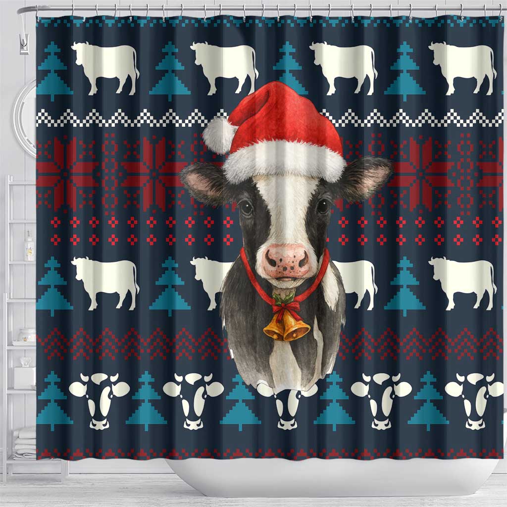 Lovely Cow Christmas Shower Curtain Xmas Holiday Patterns - Wonder Print Shop