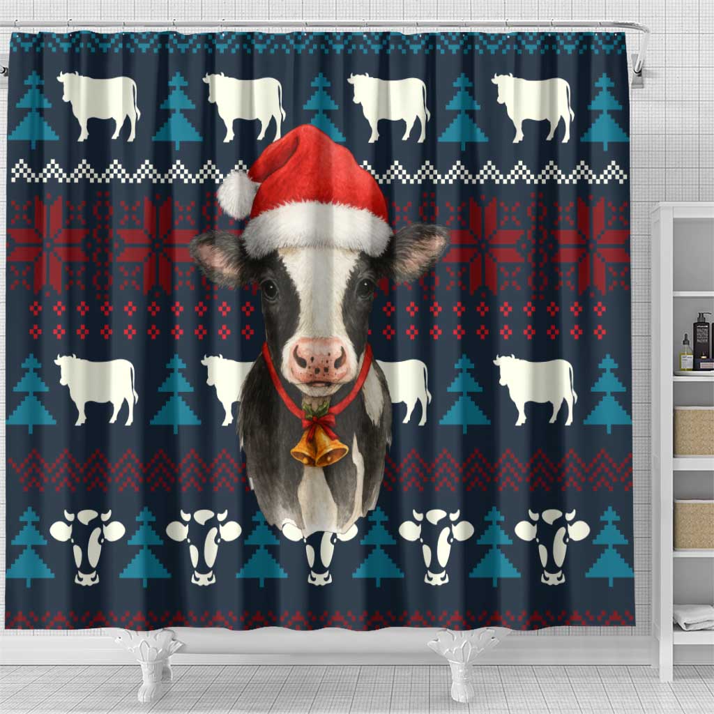 Lovely Cow Christmas Shower Curtain Xmas Holiday Patterns - Wonder Print Shop