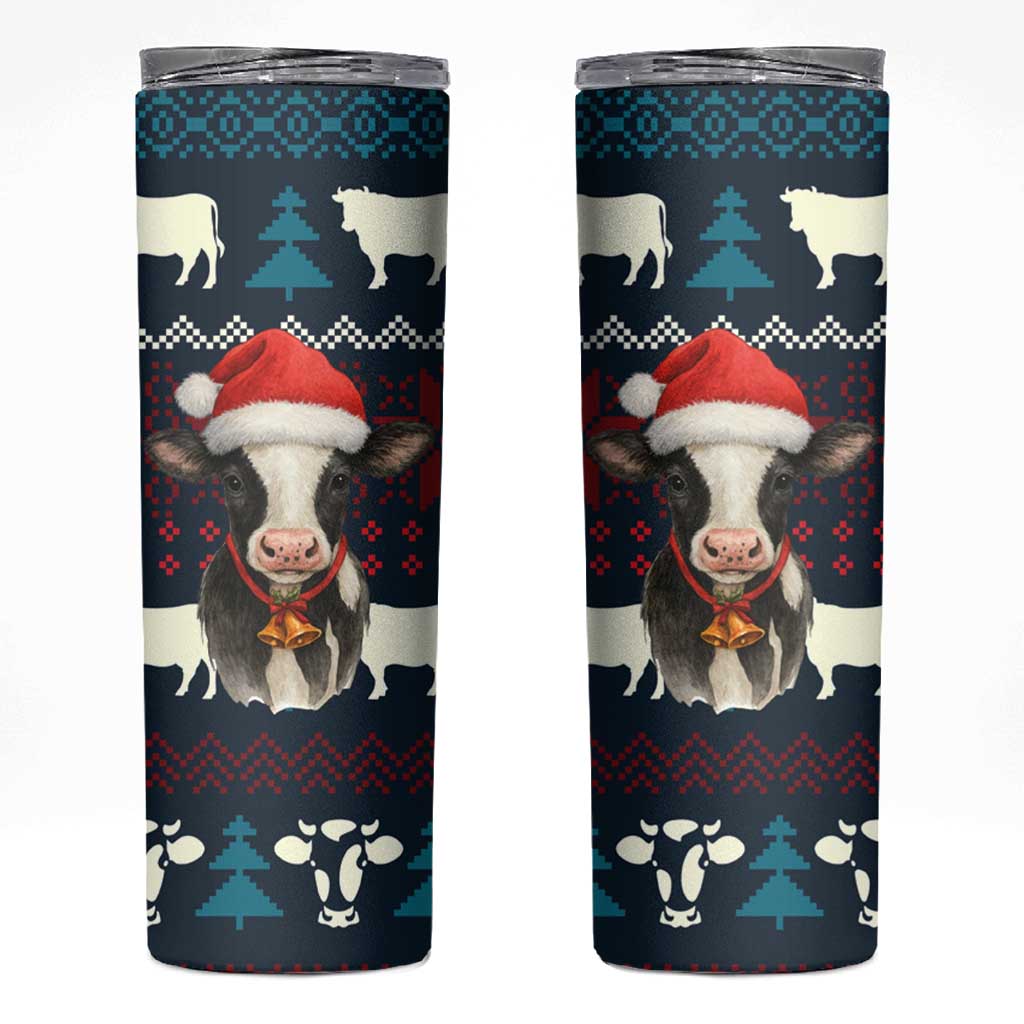 Lovely Cow Christmas Skinny Tumbler Xmas Holiday Patterns - Wonder Print Shop
