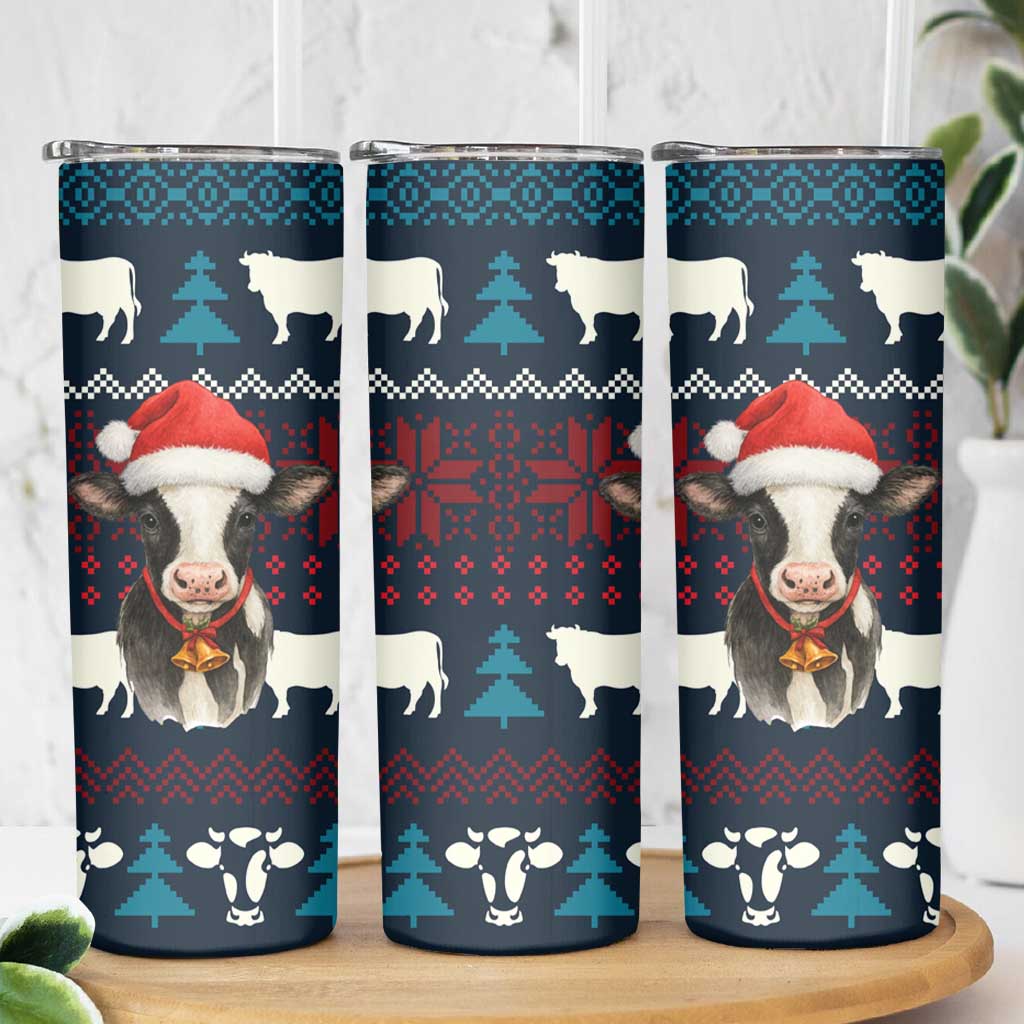 Lovely Cow Christmas Skinny Tumbler Xmas Holiday Patterns - Wonder Print Shop