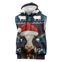 Lovely Cow Christmas Sleeveless Hoodie Xmas Holiday Patterns - Wonder Print Shop