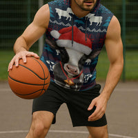 Lovely Cow Christmas Sleeveless Hoodie Xmas Holiday Patterns - Wonder Print Shop
