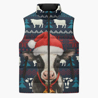 Lovely Cow Christmas Sleeveless Puffer Jacket Xmas Holiday Patterns - Wonder Print Shop