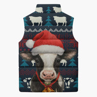 Lovely Cow Christmas Sleeveless Puffer Jacket Xmas Holiday Patterns - Wonder Print Shop