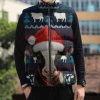 Lovely Cow Christmas Sleeveless Puffer Jacket Xmas Holiday Patterns - Wonder Print Shop