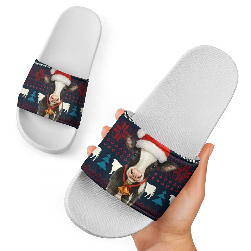 Lovely Cow Christmas Slide Sandals Xmas Holiday Patterns - Wonder Print Shop