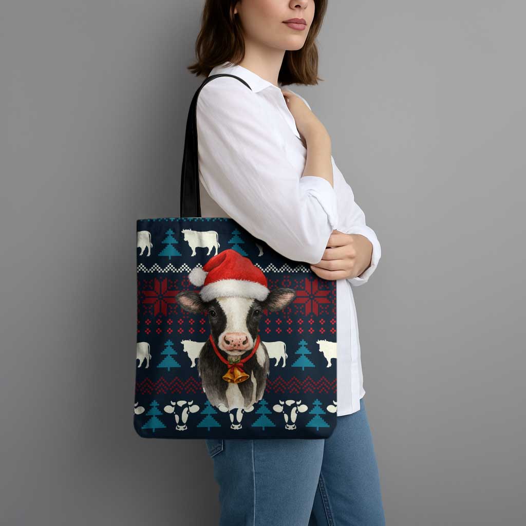 Lovely Cow Christmas Tote Bag Xmas Holiday Patterns - Wonder Print Shop