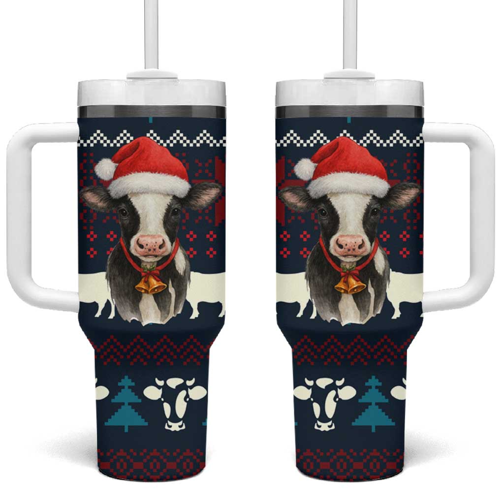 Lovely Cow Christmas Tumbler With Handle Xmas Holiday Patterns - Wonder Print Shop