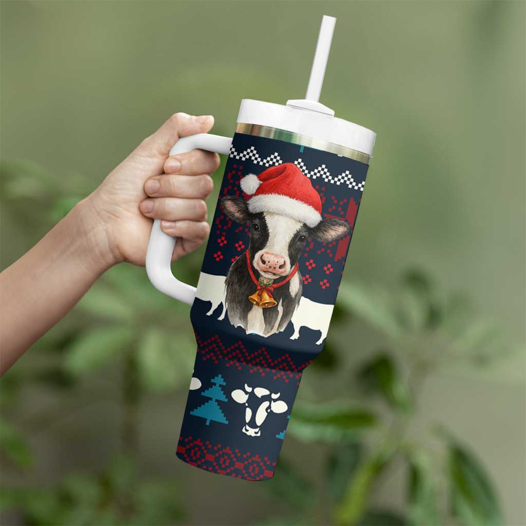 Lovely Cow Christmas Tumbler With Handle Xmas Holiday Patterns - Wonder Print Shop