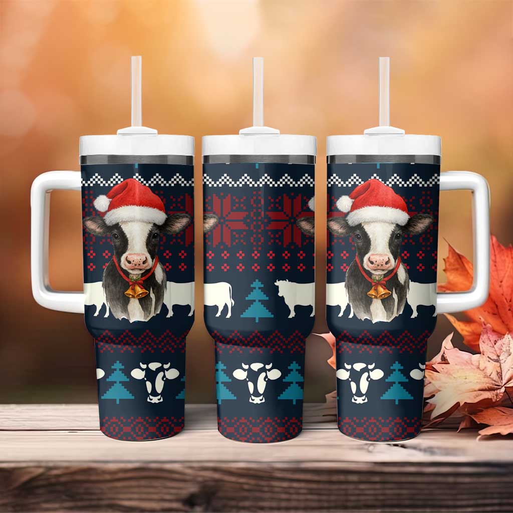 Lovely Cow Christmas Tumbler With Handle Xmas Holiday Patterns - Wonder Print Shop