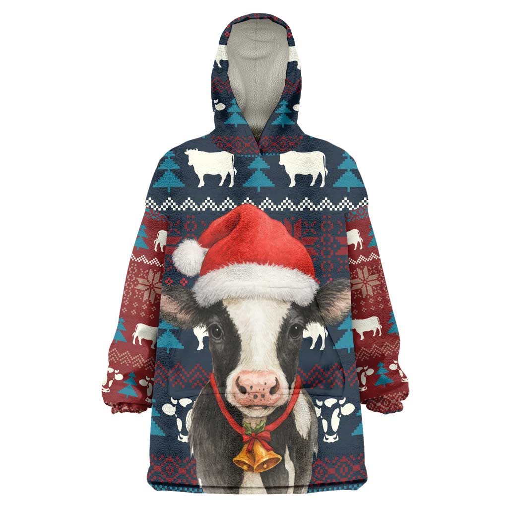 Lovely Cow Christmas Wearable Blanket Hoodie Xmas Holiday Patterns - Wonder Print Shop