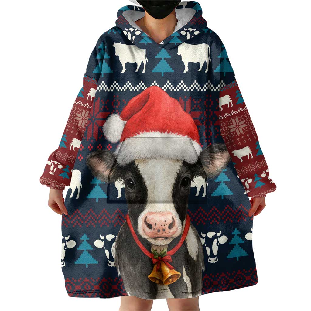 Lovely Cow Christmas Wearable Blanket Hoodie Xmas Holiday Patterns - Wonder Print Shop