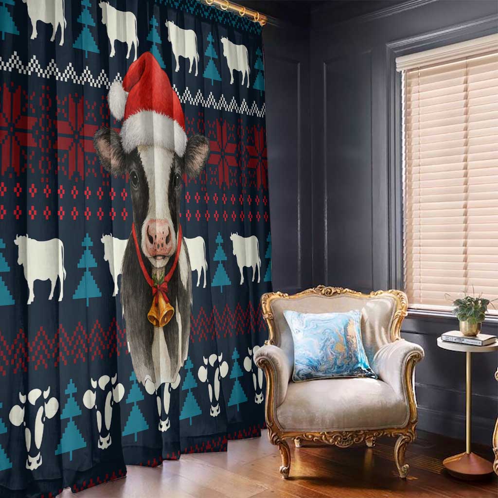 Lovely Cow Christmas Window Curtain Xmas Holiday Patterns - undefined