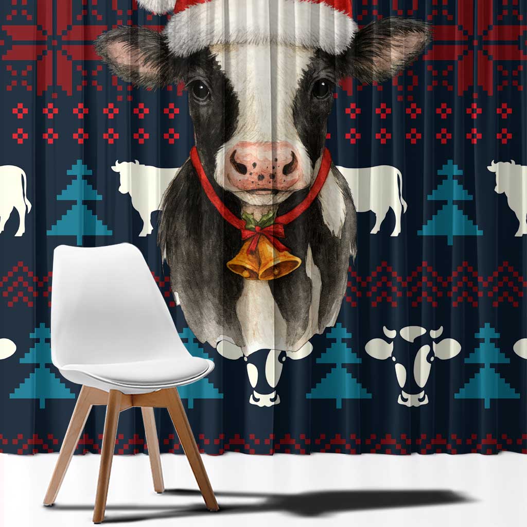 Lovely Cow Christmas Window Curtain Xmas Holiday Patterns - undefined