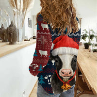 Lovely Cow Christmas Women Casual Shirt Xmas Holiday Patterns - Wonder Print Shop