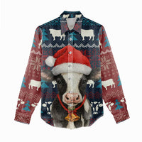 Lovely Cow Christmas Women Casual Shirt Xmas Holiday Patterns - Wonder Print Shop