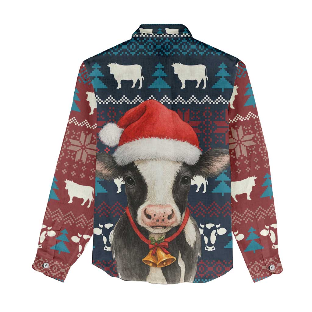Lovely Cow Christmas Women Casual Shirt Xmas Holiday Patterns - Wonder Print Shop