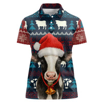 Lovely Cow Christmas Women Polo Shirt Xmas Holiday Patterns - Wonder Print Shop