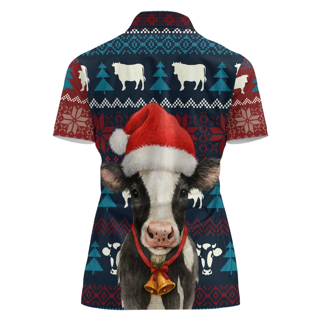 Lovely Cow Christmas Women Polo Shirt Xmas Holiday Patterns - Wonder Print Shop