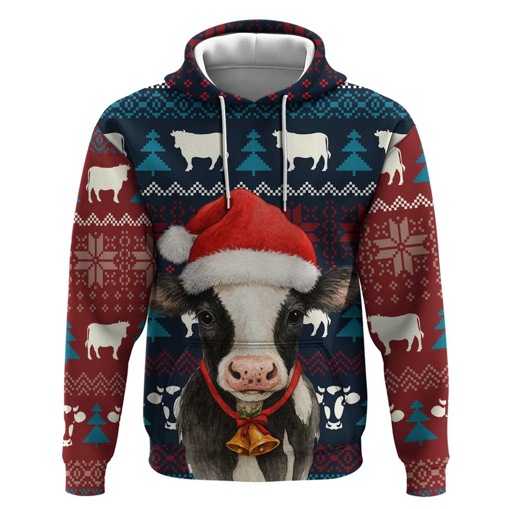 Lovely Cow Christmas Zip Hoodie Xmas Holiday Patterns - Wonder Print Shop