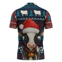 Lovely Cow Christmas Zipper Polo Shirt Xmas Holiday Patterns - Wonder Print Shop