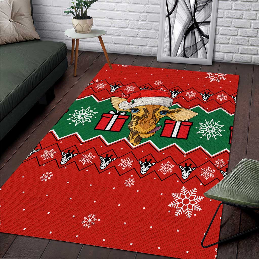Lovely Giraffe Christmas Area Rug Xmas Holiday Patterns - Wonder Print Shop