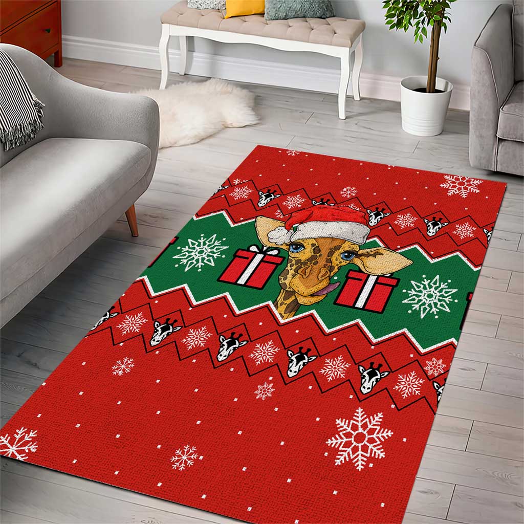 Lovely Giraffe Christmas Area Rug Xmas Holiday Patterns - Wonder Print Shop