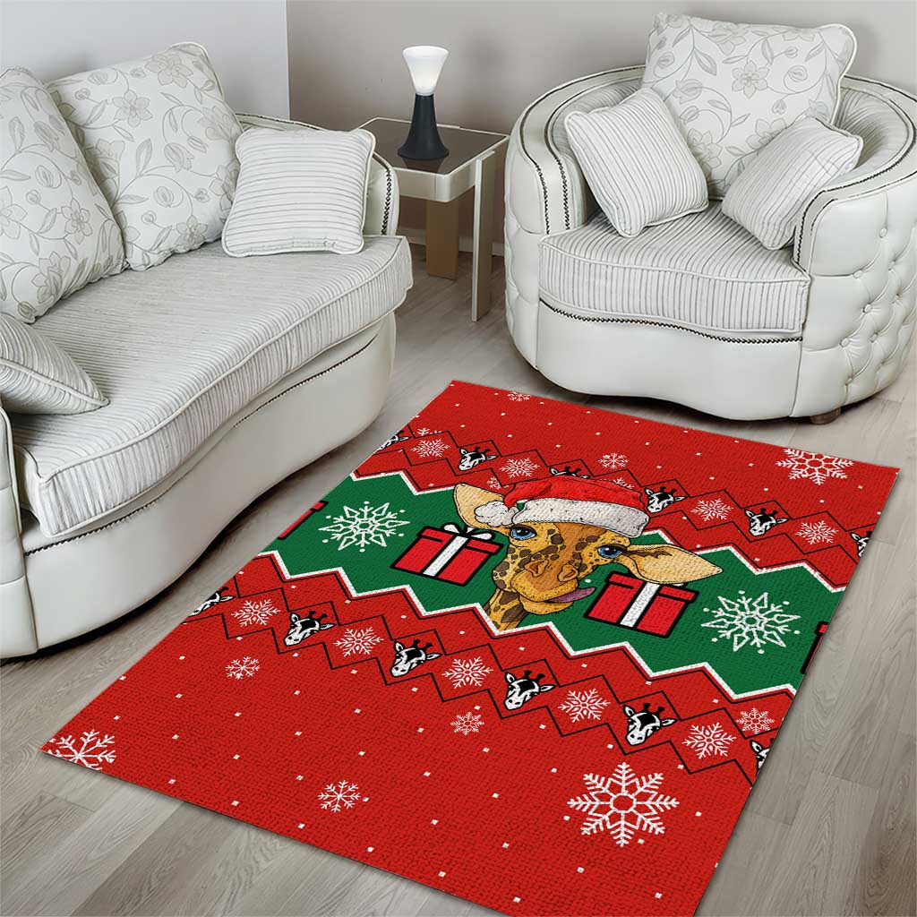Lovely Giraffe Christmas Area Rug Xmas Holiday Patterns - Wonder Print Shop