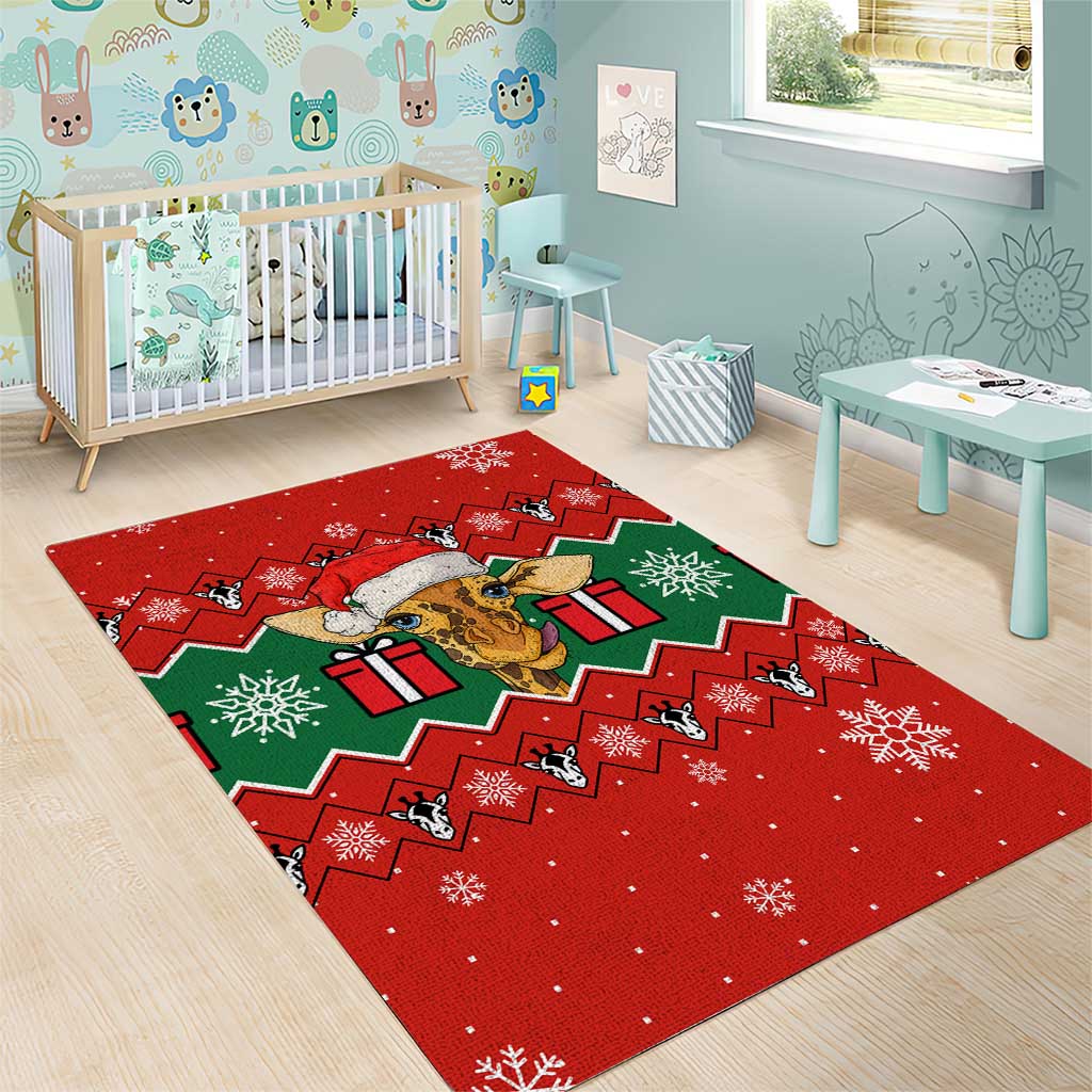 Lovely Giraffe Christmas Area Rug Xmas Holiday Patterns - Wonder Print Shop
