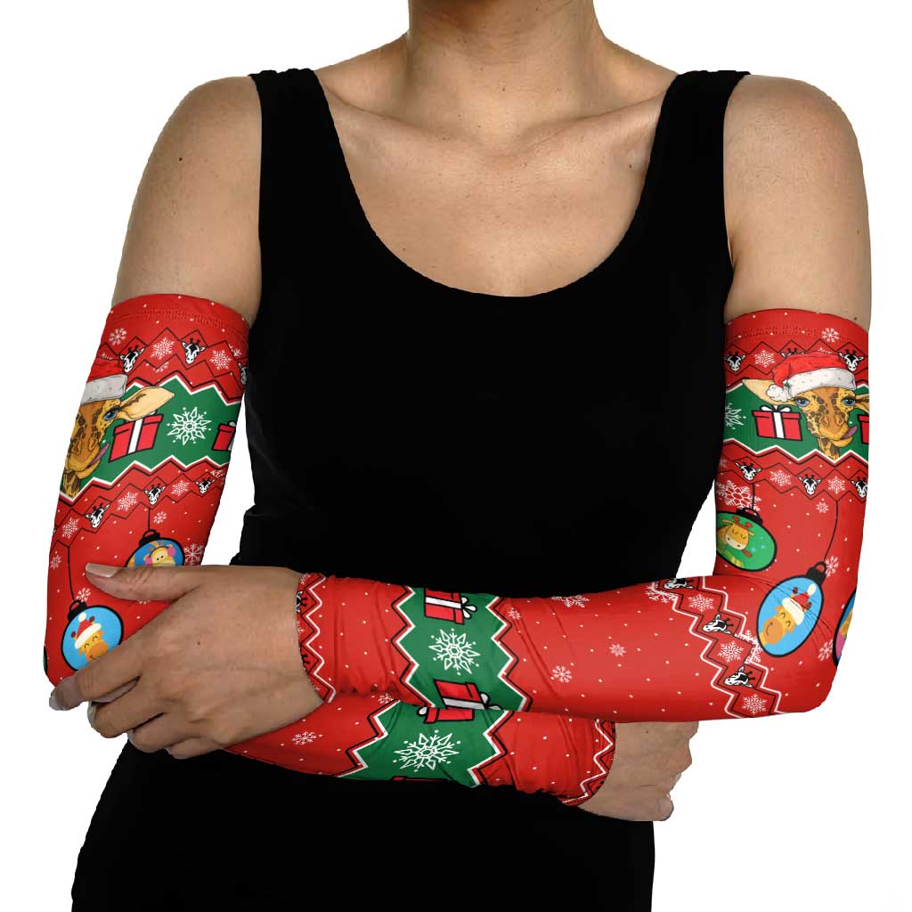 Lovely Giraffe Christmas Arm Sleeves Xmas Holiday Patterns - Wonder Print Shop