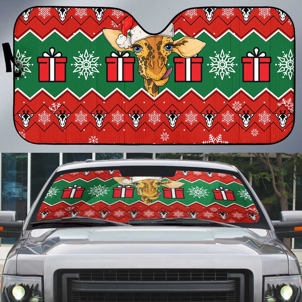 Lovely Giraffe Christmas Auto Sun Shade Xmas Holiday Patterns - Wonder Print Shop