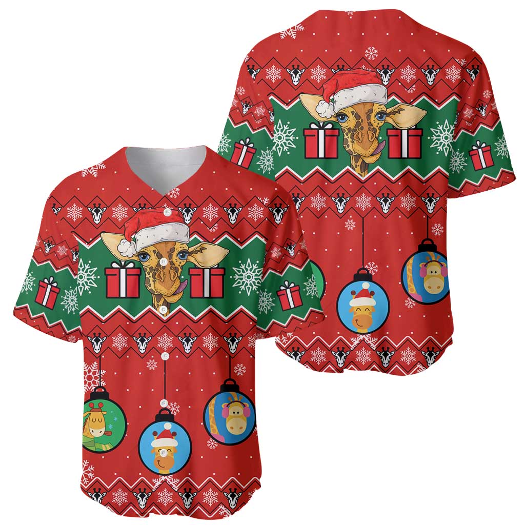 Lovely Giraffe Christmas Baseball Jersey Xmas Holiday Patterns - Wonder Print Shop