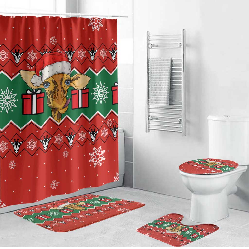 Lovely Giraffe Christmas Bathroom Set Xmas Holiday Patterns - Wonder Print Shop