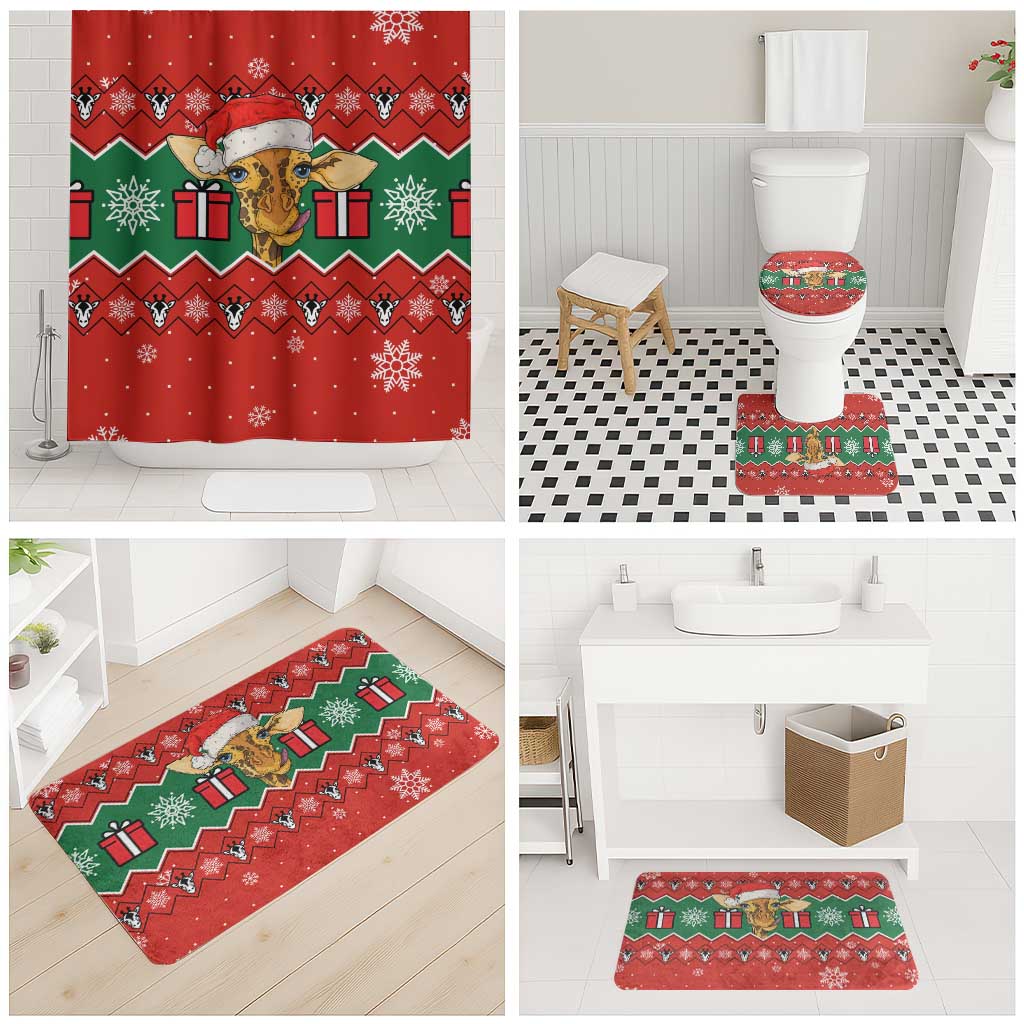 Lovely Giraffe Christmas Bathroom Set Xmas Holiday Patterns - Wonder Print Shop