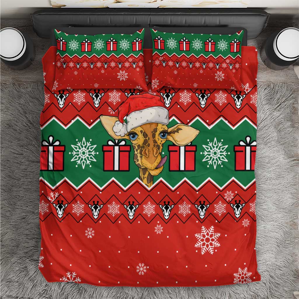 Lovely Giraffe Christmas Bedding Set Xmas Holiday Patterns - Wonder Print Shop