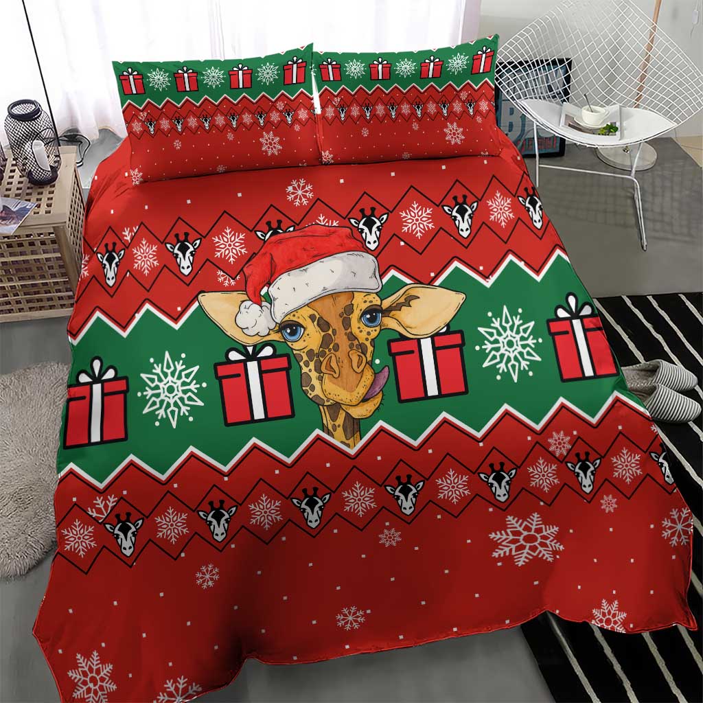 Lovely Giraffe Christmas Bedding Set Xmas Holiday Patterns - Wonder Print Shop