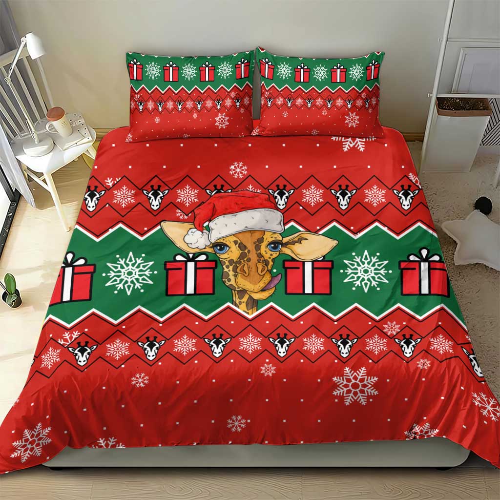 Lovely Giraffe Christmas Bedding Set Xmas Holiday Patterns - Wonder Print Shop