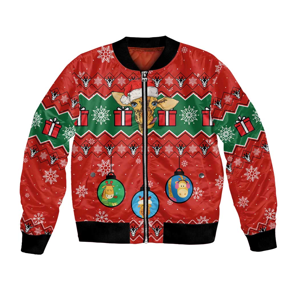 Lovely Giraffe Christmas Bomber Jacket Xmas Holiday Patterns - Wonder Print Shop