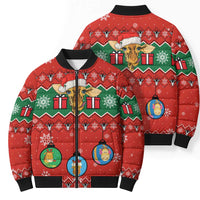 Lovely Giraffe Christmas Bomber Puffer Jacket Xmas Holiday Patterns - Wonder Print Shop