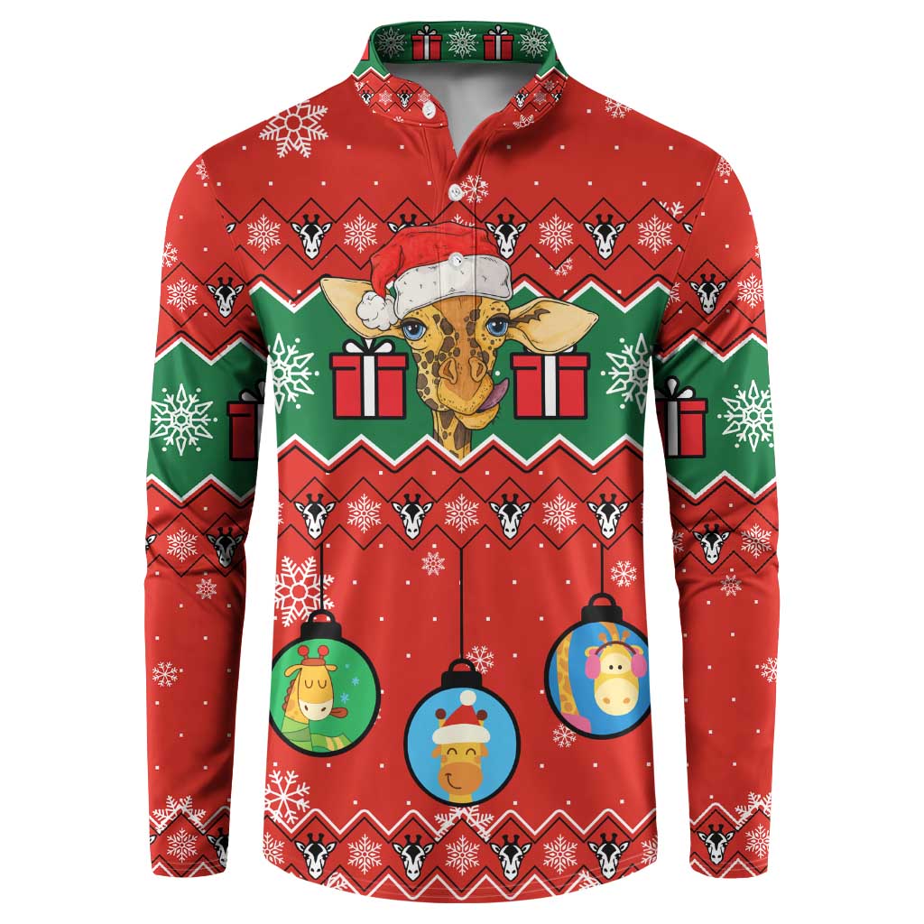 Lovely Giraffe Christmas Button Sweatshirt Xmas Holiday Patterns - Wonder Print Shop