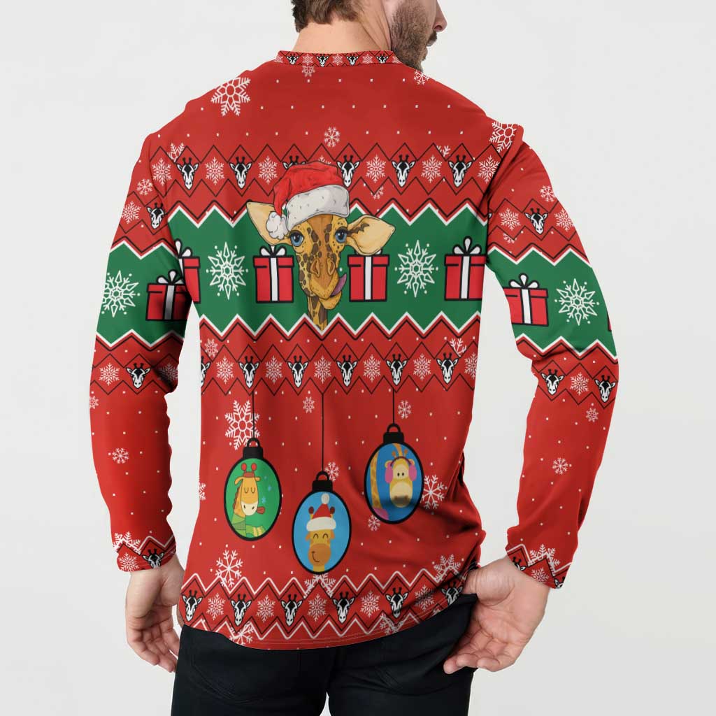 Lovely Giraffe Christmas Button Sweatshirt Xmas Holiday Patterns - Wonder Print Shop