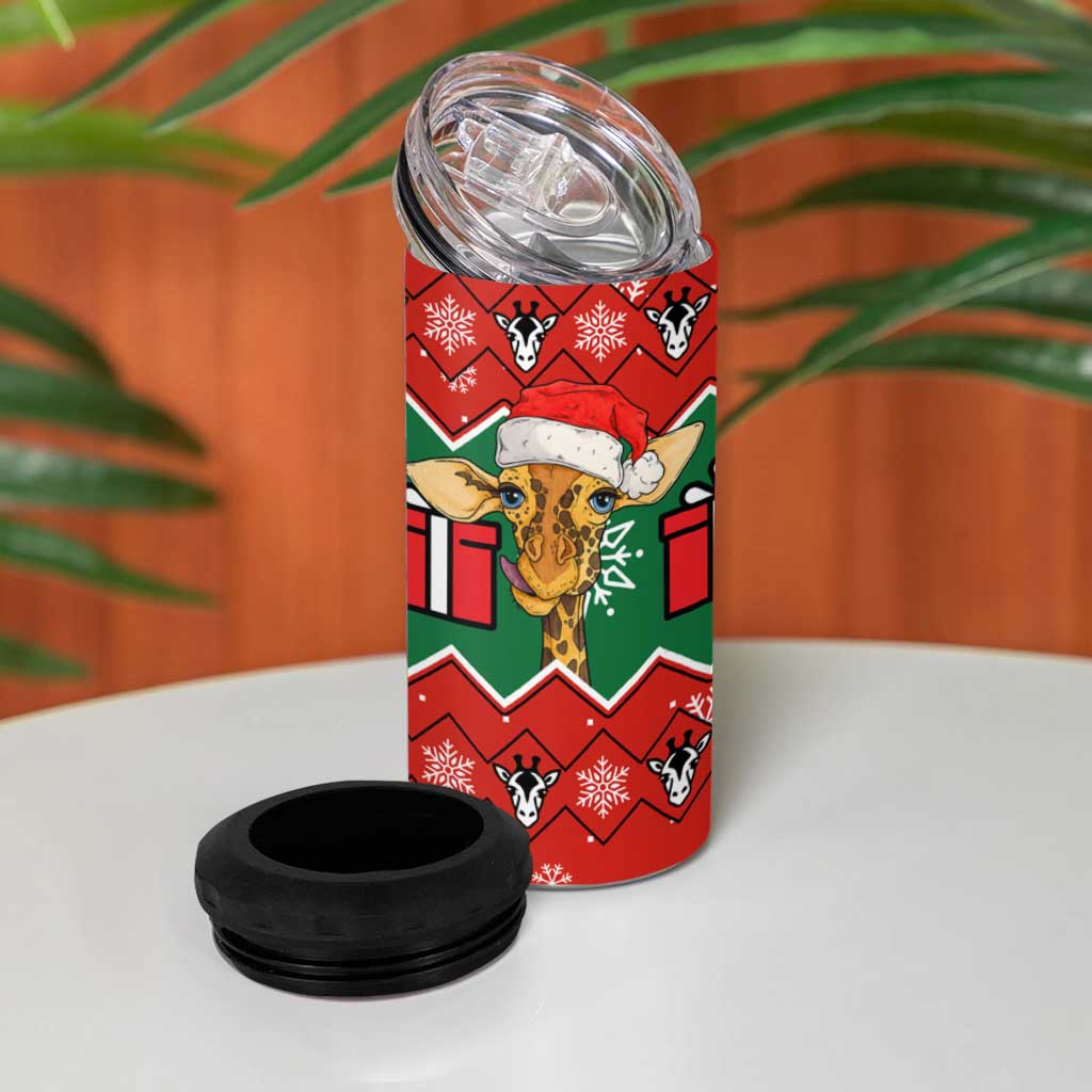 Lovely Giraffe Christmas 4 in 1 Can Cooler Tumbler Xmas Holiday Patterns - Wonder Print Shop