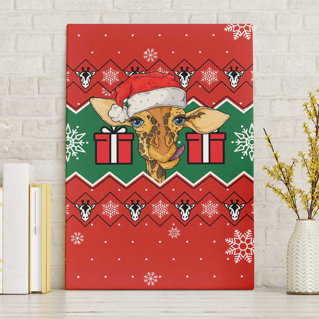 Lovely Giraffe Christmas Canvas Wall Art Xmas Holiday Patterns - Wonder Print Shop