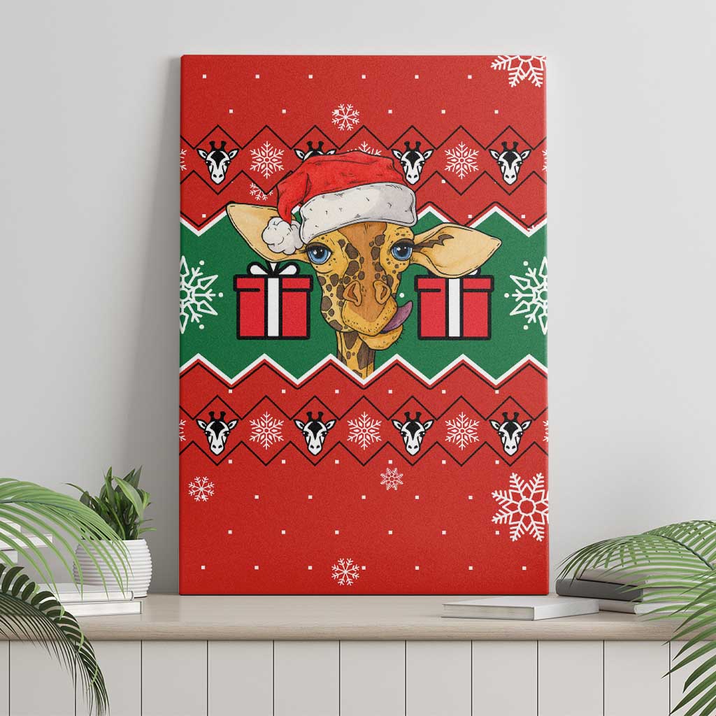 Lovely Giraffe Christmas Canvas Wall Art Xmas Holiday Patterns - Wonder Print Shop