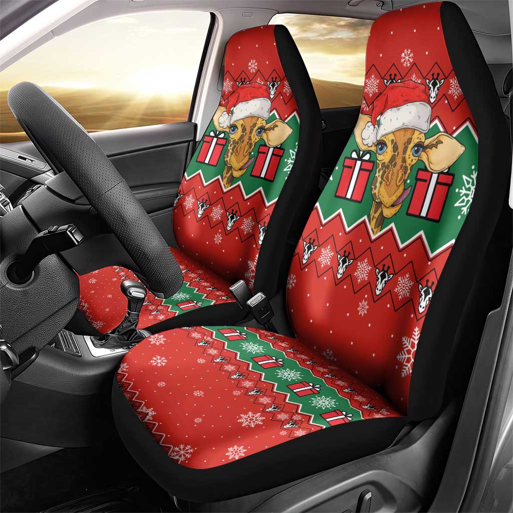 Lovely Giraffe Christmas Car Seat Cover Xmas Holiday Patterns - Wonder Print Shop