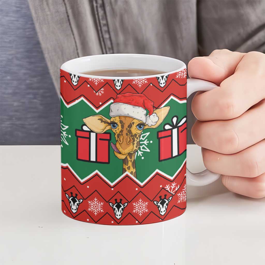 Lovely Giraffe Christmas Ceramic Mug Xmas Holiday Patterns - Wonder Print Shop