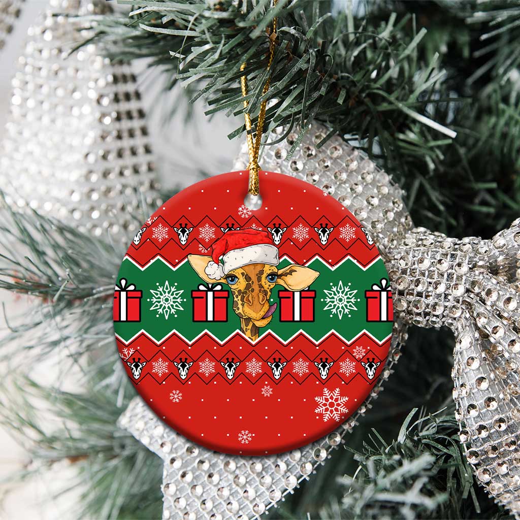 Lovely Giraffe Christmas Ceramic Ornament Xmas Holiday Patterns - Wonder Print Shop
