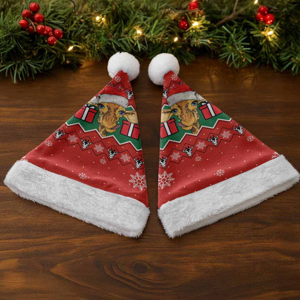 Lovely Giraffe Christmas Santa Hat Xmas Holiday Patterns - Wonder Print Shop